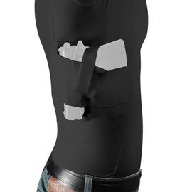 ConcealmentClothes Men’s Concealed Carry CCW Holster Shirt for Pistols & Accessories, V-Neck, Black, 4XL