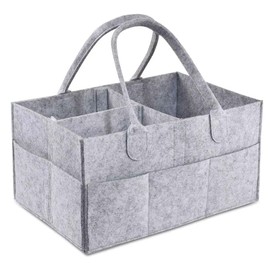 Baby Windel Caddy Organizer,Wickeltisch Organizer,Baby Windel Filztasche,Tragbarer Wickelorganizer,Baby Aufbewahrungskorb,mit Fächern,für Wickelkommode,Windel,Feuchttücher und Babysachen,Grau