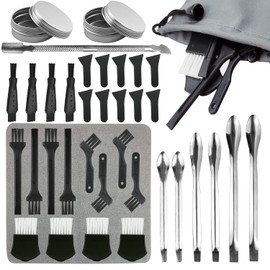 38 Pcs Pollen Scraper Set for Sander - Plastic Cleaning Brush, Pollen Scraper, Stainless Steel Spatula, Micro Shovel and Aluminium Tin Cans