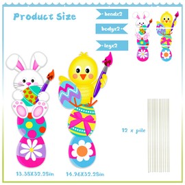 Happy Easter Yard Sign - Easter Bunny Chicken Yard Sign Pile Outdoor Party Props Garden Decoration for Easter Theme Party Supplies