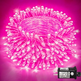 250 LED Pink String Lights Outdoor, 82ft Valentine Day Decorations String Lights 8 Modes Pink Led Lights Clear Wire, Plug in Waterproof Fairy String Lights for Bedroom Christmas Decorations