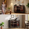 Curtainboro 47" Wine Cabinet with LED Light, Bar Cabinets for