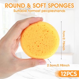 Ymapinc 16PCS Round Pottery Sponges Elasticity Cleaning Sponge Artist Paint Sponge for Kitchen Shoes Leather Care Painting Pottery Face Painting Art Crafts Household Usesaddle(Yellow)