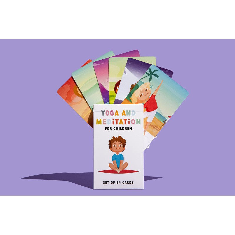 Kids Yoga and Meditation Flashcards, 24 Cards, Mindfulness Activities for