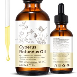 Cyperus Rotundus Oil, Natural Cyperus Rotundus Oil for Hair Removal, Moisturizing Soothing Oil, Balances Skin Tone, Reduces Body Hair Growth, Sensitive Skin, Full Body, Shrink Pores, 60ml/2.02fl.oz