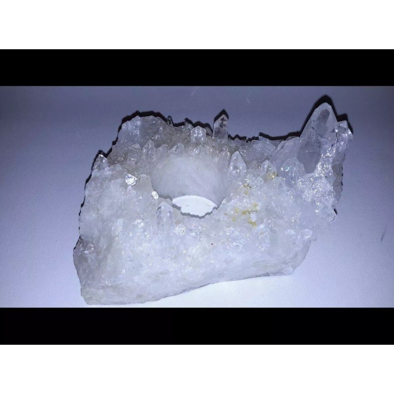 Clear Quartz Crystal Cluster Tea Light Candle Holder