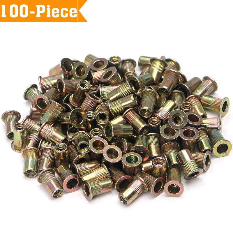 100pcs Carbon Steel SAE 3/8-16 Rivet Nuts Threaded Rivet Insert