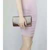 Girly Handbags Womens Glitter Flap Clutch Bag Bronze