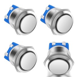 HOTUT HOTUT 4 Pieces 19 mm Momentary Push Button Switch, Waterproof Push Button Switch, Push Button Switch, Round Push Button Switch, Momentary Mini Push Button Switch, Round Momentary Switch (High Head)