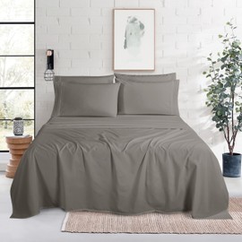 Mocassi Luxury 6-Piece Sheet Set, Ultra Soft 1800 Premium Hotel Quality Microfiber Sheet Set, Fits Mattresses Up to 18 to 24 Inches Extra Deep Pocket - Breathable and Secure Fit, Queen, Gray