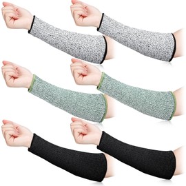 Sintege 3 Pairs Arm Protectors for Thin Skin and Bruising Cut Resistant Forearm Sleeve Level 5 Arm Burn Protection Sleeve (9.8 Inch,Black, Grey, Green)