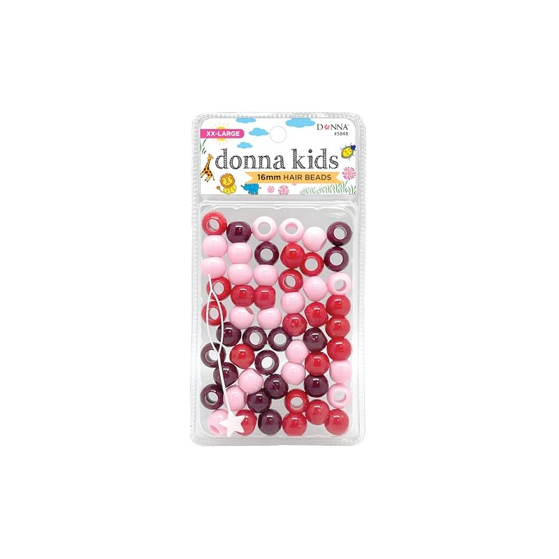 DONNA 16mm Plastic Hair Beads XXL 3 RED Tone Mix
