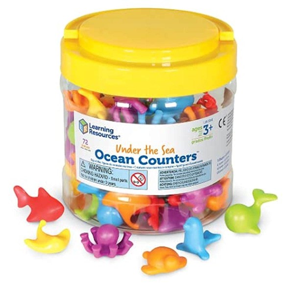 Learning Resources Under The Sea Ocean Counters - 72 Pieces, Ages 3+ Toddler Learning Toys, Counting Toys for Kids, Math Counters for Kids