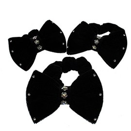 Zac's Alter Ego Set of 3 Velvet Scrunchies with Bow & Rhinestones