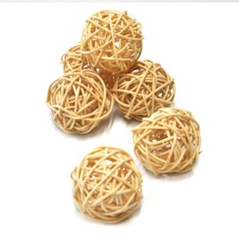 Loveril 6 Pcs Munche Balls 5cm Size Natural Color Uncolored Pet Toys for Parakeet, Parrot, Hamster, Cat, Etc (1 Piece)