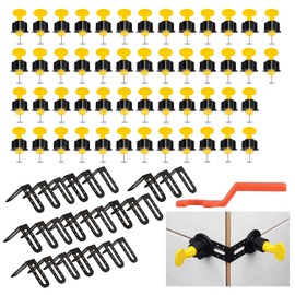 Tile Leveler System with Special Wrench Tile Grout Spacer Leveling Clip Reusable Tile Positioning Leveler Kit with 25 Right Angle Tile Levelers for Wall Floor Tile Leveling Spacer Tile Installation Tool for Building Tiles (Set of 50)