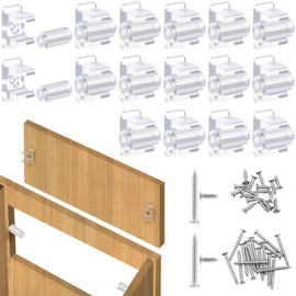 Juexica 24 Pairs False Cabinet Front Clip False Front Clips False Drawer Front Clips Sink Tip Out Snap False Front Cabinet Clips Sink Clips with Screws and Screwdrivers for Hardware Replacements