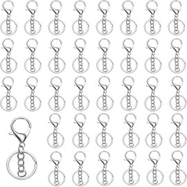 Yolispa Argollas Para Llaveros, 50 Llavero con Cadena y Cierres De Langosta, Broches De Metal Con Llavero, Anillos De Llavero Para Manualidades, Aros de Metal para DIY Manualidades y Bisutería