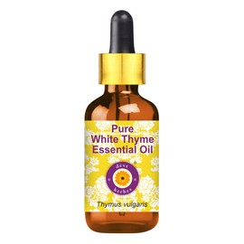 dève herbes Pure White Thyme Essential Oil (Thymus vulgaris) with Glass Dropper Natural Therapeutic Grade Steam Distilled 30ml (1 oz)
