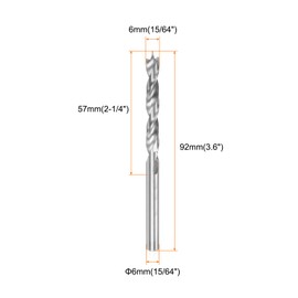 HARFINGTON Brad Point Drill Bit 6mm(15/64") Dia Straight Round Shank Drill Metric Brad Point Spiral Twist Drill Bits for Carpenter Woodworking Plastic Rubber