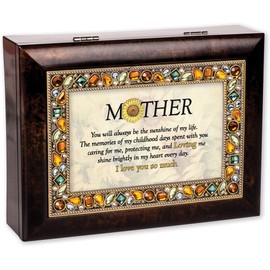 Cottage Garden Mother You Will Burlwood Finish Jeweled Music Box Plays Tune You are My Sunshine