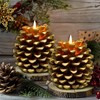 Zhitaoxun Pinecone Candles Flameless,Pine Cone Flameless Flickering Candles, Battery Operated