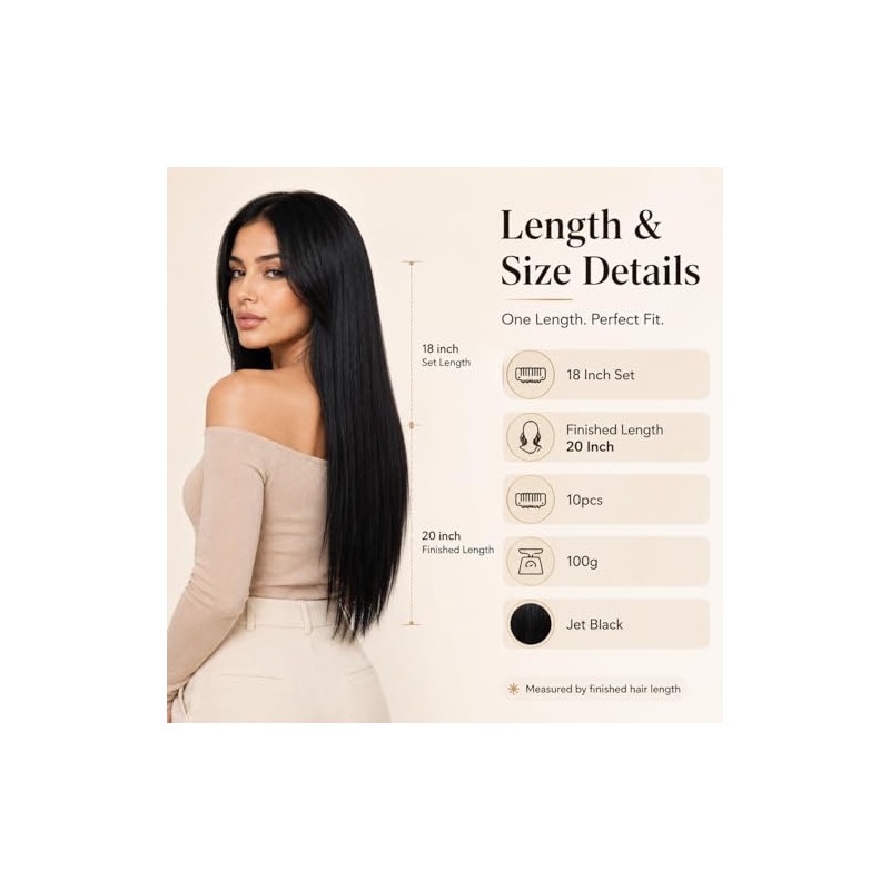 Extensiones de Cabello Humano con Clip 14 Pulgadas Doble Trama