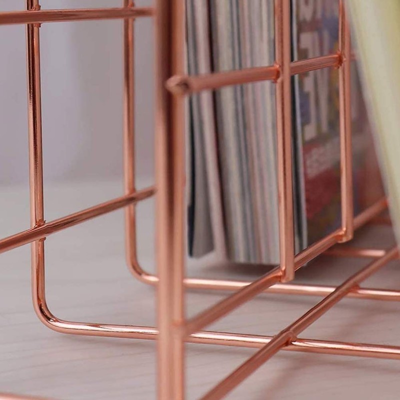 Iron and Metal Letter Holder with Three Grids, Bookcase, Multifunctional