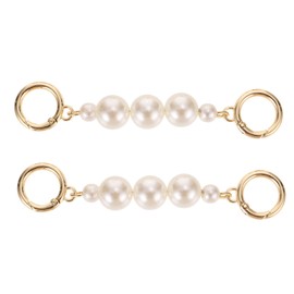 NUOBESTY 2 Pcs Extension Chain Pearl Extender Bag Ladies Tote Handbags Handbag Chain Extender Extension Strap Cross Decor Hand Bags Replace White Aluminum Alloy Miss Handbag Strap
