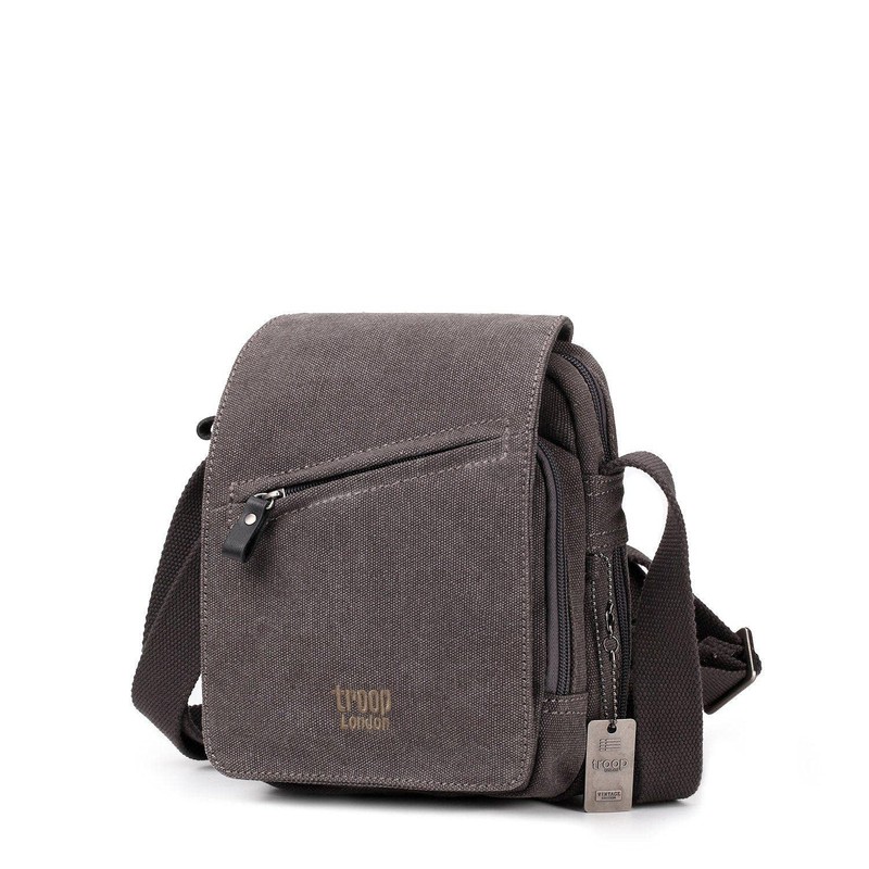 Troop London TRP0239 Classic Canvas Across Body Bag Khaki