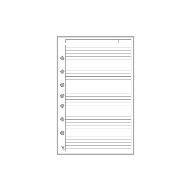 Classic Size Note Paper Planner Insert with Subject Line, Sized