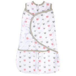 LANDICI Baby Sleeping Bag with Zipper,100% Soft Cotton sleeping Bags Toddler Wearable Blanket for Newbron，0-3months ，Warm and Comfortable Baby Swaddle(Pink Cat)