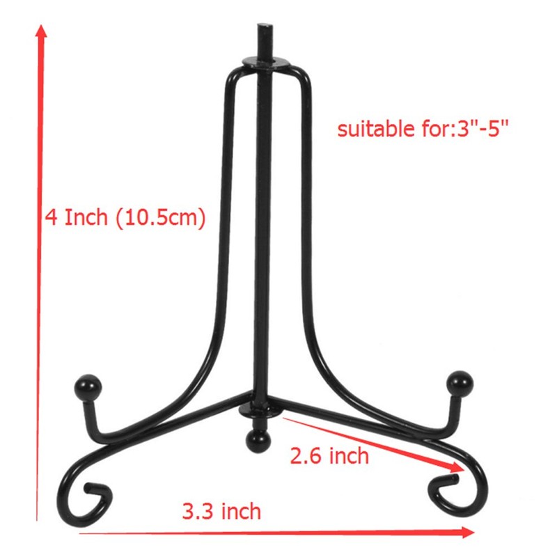 (4 pack)Iron Display Stand, Black Iron Easel Plate Display Photo