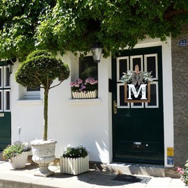 Last Name All Year Round Front Door Garland, Front Porch Decoration 26 Letter Welcome Garland and Eucalyptus and Bow Suitable for Spring Summer Winter Used for Front Door Hanging Garland (M)