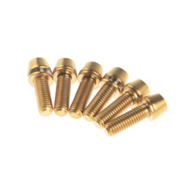 Titanium Gr5 M5x16mm Allen Tapered Head Bolts Screw with Washer for Bicycle Stem Pack of 6 (Gold)