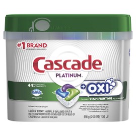 Cascade Platinum Dishwasher Pods, ActionPacs + Oxi, Dishwasher Detergent, Fresh Scent, 44 Count