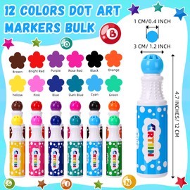 Crtiin 36 Pack Mixed Colors Set of Bingo Daubers 1.35oz Dot Markers Bulk Bingo Supplies in 12 Colors Art Markers Dot Paint Craft Kit Ideal for Art and Crafts Painting Supplies Drawing Coloring