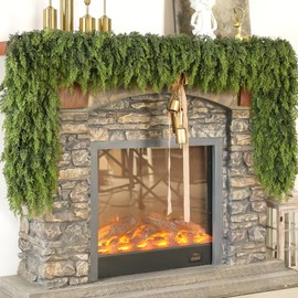 Christmas Cedar Garland - 9ft Artificial Cedar Garland Faux Lush Green Fake Pine Needles for Fireplace,Table,Window,Stairs,Mante,Holiday Indoor Outdoor Xmas Decor(1PCS)