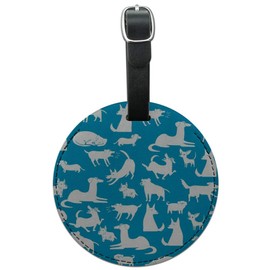 Dozens of Dogs Pattern Round Leather Luggage Card Suitcase Carry-On ID Tag