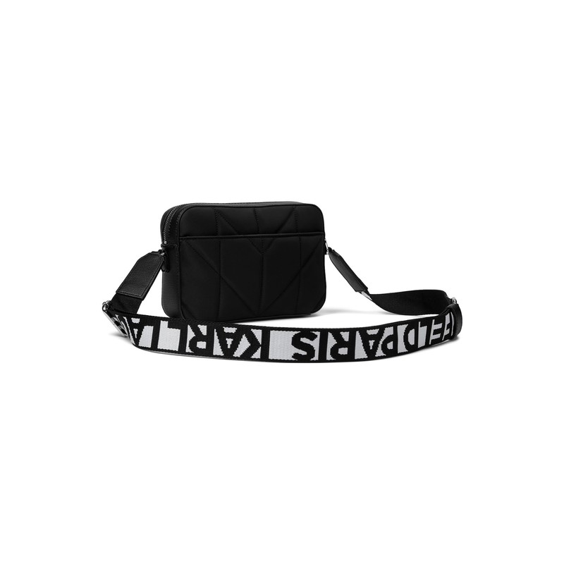 Karl Lagerfeld Paris Maybelle Graphic Camera Crossbody, Solid Black