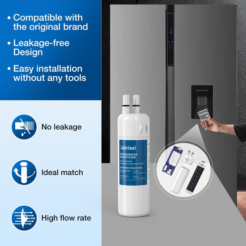 Jabrissi W10295370A Water Filter for Whirlpool Refrigerator Replacement Compatible with