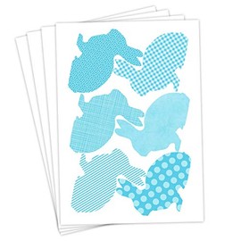 Papierdrachen 24 Easter Stickers for Crafts and Decorating - Blue Silhouette Easter Bunnies Motif - Sticker No. 23 - Easter 2023