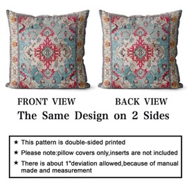 Snycler Boho Floral Throw Pillow Cover 45x45 CM Set of 2 Bohemian Vintage Flowers Cushion Covers Velvet Double Sided Printing Decorative Pillowcases for Living Room Bedroom Sofa Home Decor(Red boho)