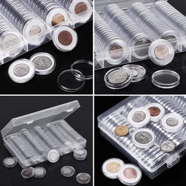 Abnaok 30 mm Coin Capsules, 100 Pieces Plastic Coin Holder Case Capsules Container for Coin Collection Supplies