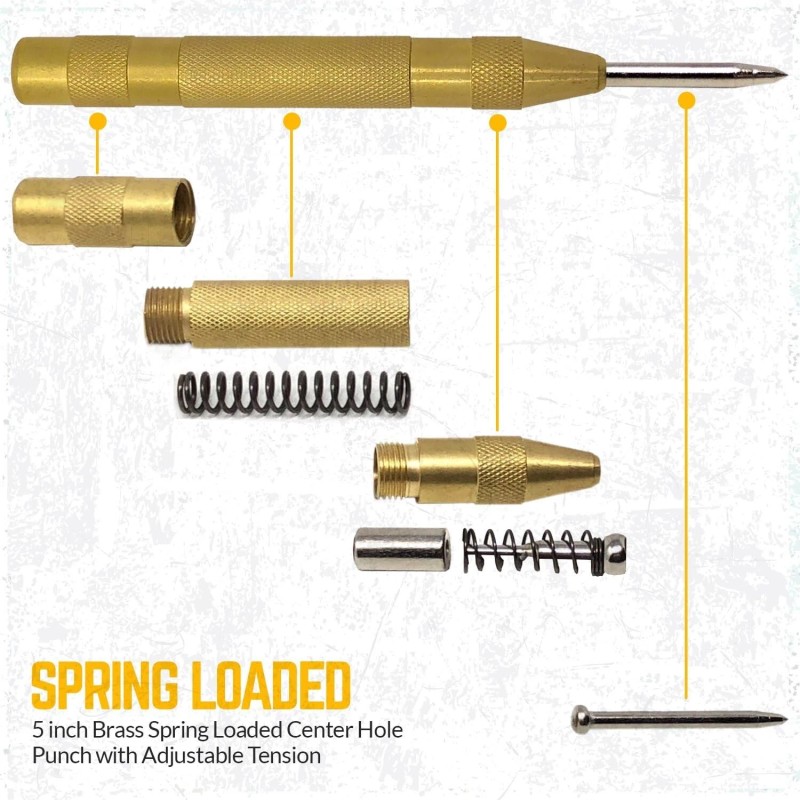 MH GLOBAL 5" Automatic Brass Spring Loaded Center Punch Hand