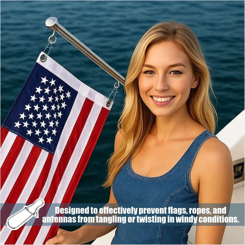 50 Pcs Boat Antennas Flag Pole Clips - Marine Spring