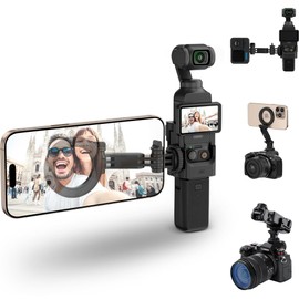 JJC DJI Osmo Pocket 3 Smartphone Holder, Magnetic Mount, Camera and Smartphone Shooting Simultaneously, Osmo Pocket 3 Extension Adapter Stand, Adjustable 180° Angle, Freely Adjustable, Fall Prevention