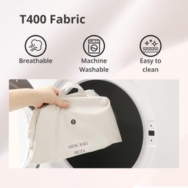 tianzong 2 Pack Shoe Bags for Travel, Water-resistant Shoe Storage Organizer with Zipper for Men and Women (Beige, T400-Beta)