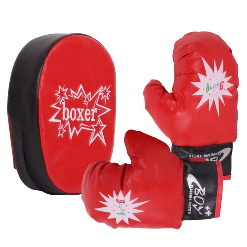 Children Boxing Pads Gloves Set Shock Absorbing PU Leather EVA