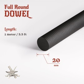 The Foamory - Clavija de espuma EVA de alta densidad, material de manualidades de cosplay de 1 metro, múltiples formas, múltiples diámetros de 5 a 40 mm, negro (3 unidades: 20 mm de diámetro, clavija